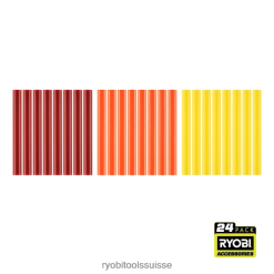 accessoires ch RYOBI 24 pièces. bâtons de colle de couleur chaude pleine grandeur 24XXL4749