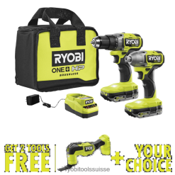 outils électroportatifs ch RYOBI Kit combiné de 2 outils sans balais 18 V One+ HP avec outil multifonction sans balais 18 V One+ HP gratuit et outil gratuit de votre choix. 24XXL414