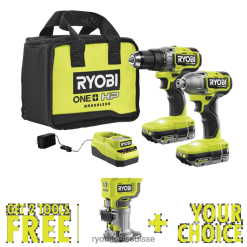 outils électroportatifs ch RYOBI Kit combiné de 2 outils sans balais 18 V One+ HP avec routeur compact 18 V One+ gratuit et outil de sélection gratuit de votre choix. 24XXL411