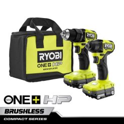 outils électroportatifs ch RYOBI Perceuse compacte sans balais 18 V One+ HP et kit de 2 outils avec visseuse à percussion 24XXL4863